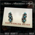 クリックポストのみ送料無料！ピアス インディアンジュエリー シルバー925 ターコイズ Turquoise Sterling Pierced Earrings/Native American style WILD HEARTS Leather&Silver (ID se3222)