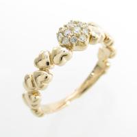 K18PG ハート ダイヤモンドリング