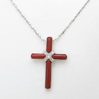 K18WG クロス サンゴネックレス30％引き