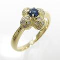 K18YG フラワー サファイヤリング20％引き