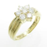 K18YG フラワー ダイヤモンドリング