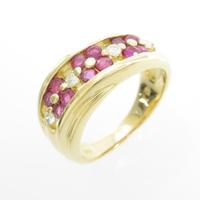 K18YG フラワー ルビーリング