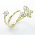 【リメイク】K18YG バタフライ×フラワー ダイヤモンドリング