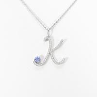 K18WG イニシャルK タンザナイトネックレス