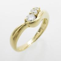 K18YG スリーストーン ダイヤモンドリング