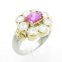 K18YG／PT ピンクサファイヤリング