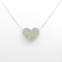 K18WG ハート ダイヤモンドネックレス