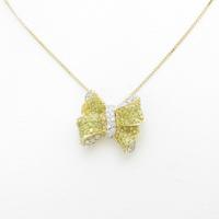 K18YG／K18WG リボン ダイヤモンドネックレス