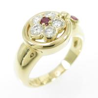 750YG フラワー ルビーリング