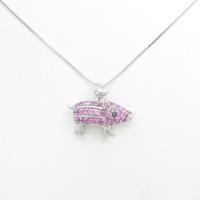 K18WG ピッグ ピンクサファイヤネックレス