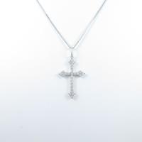 K18WG クロス ダイヤモンドネックレス