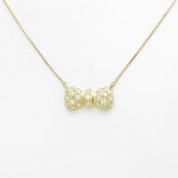 K18YG リボン ダイヤモンドネックレス