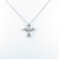 K18WG クロス ダイヤモンドネックレス