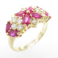 750YG フラワー ルビーリング