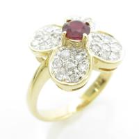 K18YG／K18WG フラワー ルビーリング