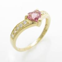 K18YG ハート トルマリンリング