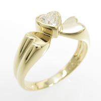 K18YG ハート ダイヤモンドリング