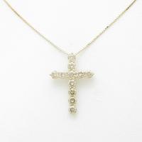 K18YG クロス ダイヤモンドネックレス