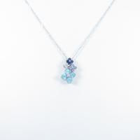 K18WG フラワー カラーストーンネックレス