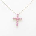 K18PG／K10PG クロス ピンクサファイヤネックレス
