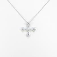 K18WG クロス ダイヤモンドネックレス
