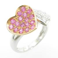 K18WG／K18PG ハート ピンクサファイヤリング