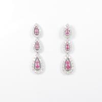 K18WG ピンクサファイヤピアス