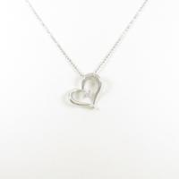 K18WG／750WG ハート ダイヤモンドネックレス