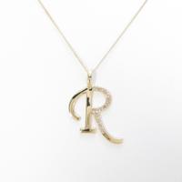 K18YG イニシャルR ダイヤモンドネックレス