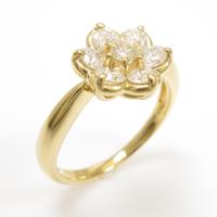 K18YG フラワー ダイヤモンドリング