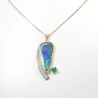 K18YG／PT ボルダーオパールネックレス