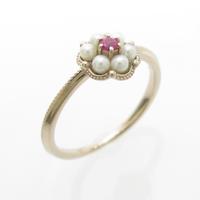 アガット フラワー タンスイパールリング