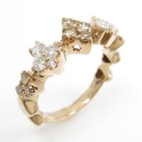 K18PG ハート×クローバー×ダイヤ×スペード ダイヤモンドリング