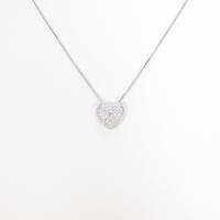 K18WG ハート ダイヤモンドネックレス