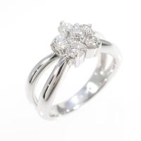 K18WG フラワー ダイヤモンドリング