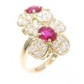 K18YG フラワー ルビーリング