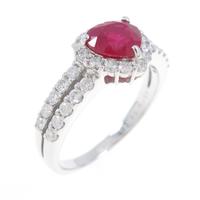 K18WG ハート ルビーリング