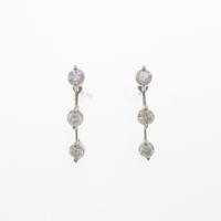 K14WG スリーストーン ダイヤモンドピアス