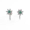 K14WG フラワー エメラルドイヤリング