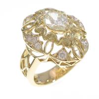 K18YG ダイヤモンドリング 1．00ct・M・VS2・ペアシェイプ