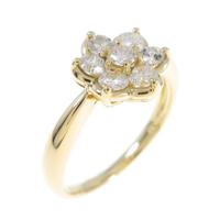 K18YG フラワー ダイヤモンドリング