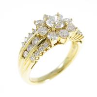 K18YG フラワー ダイヤモンドリング