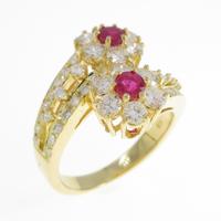 K18YG フラワー ルビーリング