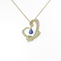 K18YG ハート サファイヤネックレス