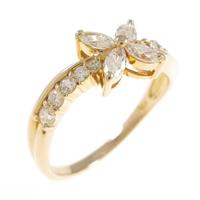 K18PG フラワー ダイヤモンドリング