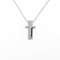 K18WG クロス ダイヤモンドネックレス
