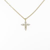 K18YG クロス ダイヤモンドネックレス