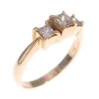 K18PG スリーストーン ダイヤモンドリング