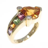 K18YG ハート カラーストーンリング