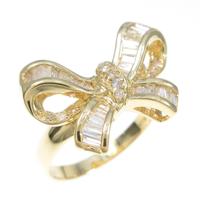 K18YG リボン ダイヤモンドリング